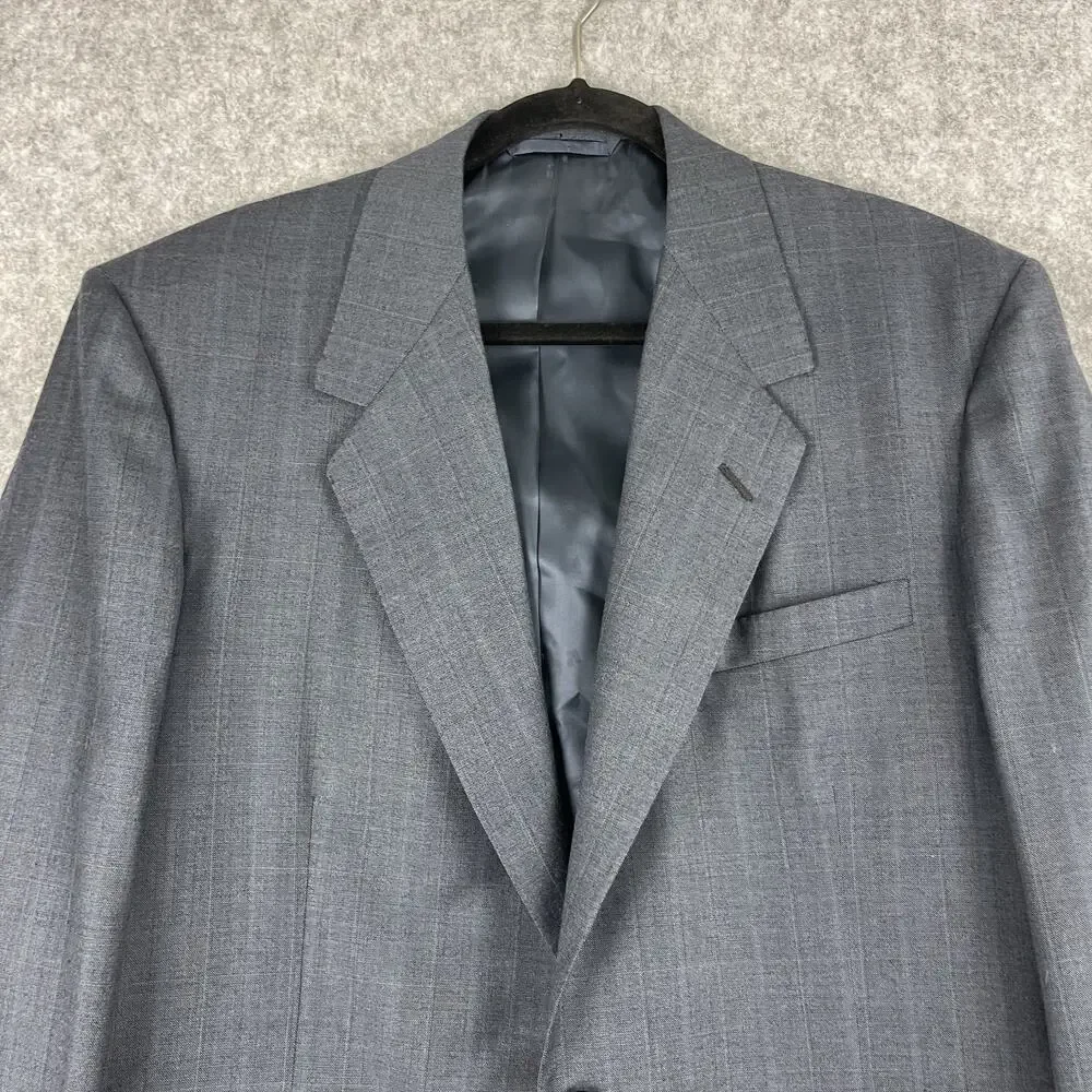 Vintage Oxxford Clothes Blazer Mens 44R Blue Plaid Super Worsted Wool Bespoke